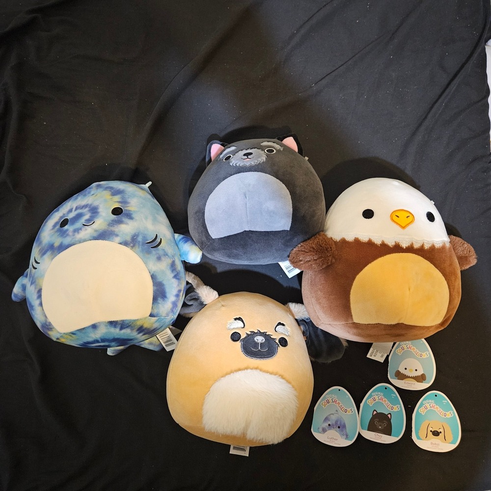 Squishmallows 8 Inch Plush Bundle Edward Luther Chuy Bobzi Set of 4 with Tags